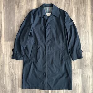 Vintage Gleneagles Coat Men's Size 44XL Blue American Traveler Rain Trench 1980s